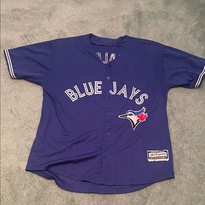 Majestic Blue Jays Royal Blue Button-Front Jersey